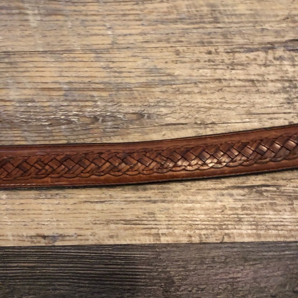 Gant Cognac Brown Full Grain Cowhide Leather Belt Vintage Braided Rustic Size 38 - Picture 4 of 12
